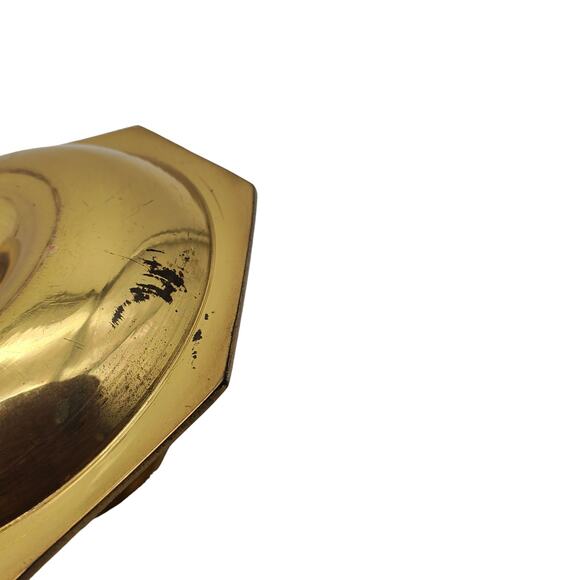 2 Brass Candlestick Holders Handle Tray 6" Vintage Chambersticks Candleholders - Picture 8 of 12